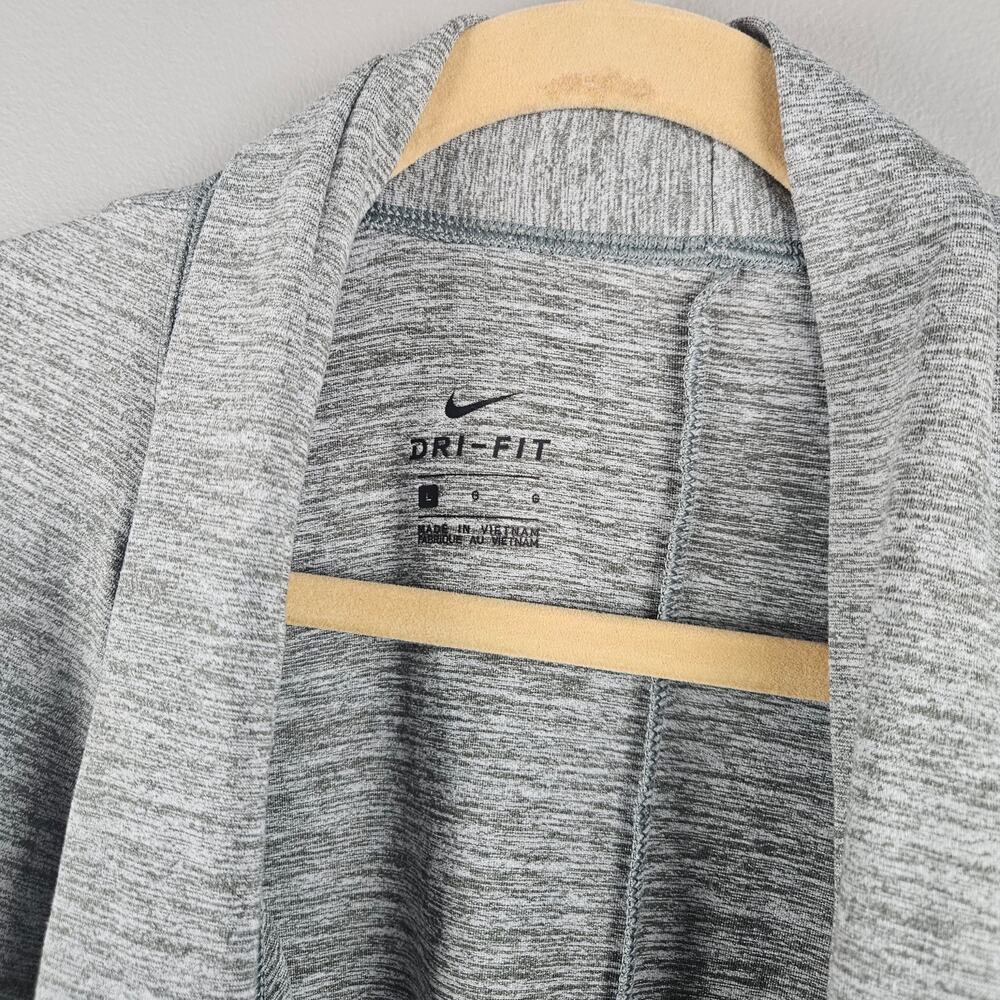 Nike Dri Fit Open Front Cardigan Training Top Heathered Green Gray Womens Sz Lg - Picture 4 of 8
